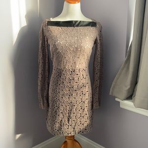 Diane von Furstenburg lace dress w/ leather detail